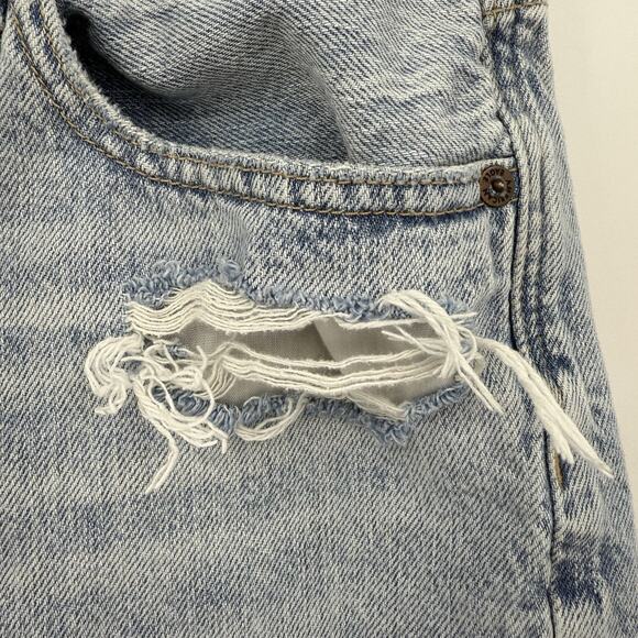 American Eagle Denim Skater Shorts 8 Blue Baggy High Rise Soft Grunge Distressed - Picture 4 of 11